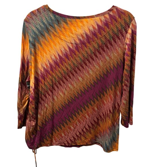 Ruby Rd. Petite Chevron Top 3/4 Sleeve Sz PXL Bright Multicolor Rayon & Spandex - Picture 11 of 12